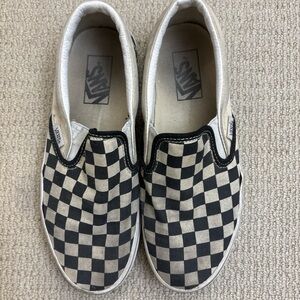Vans Checkered Slip-On Sneakers - Black and Cream